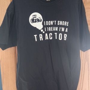 Black Graphic T-Shirt with Tractor Print